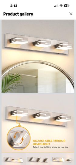 Brand New Modern Vanity light fixture, 5 color temp, 350* rotatable light heads br nickel