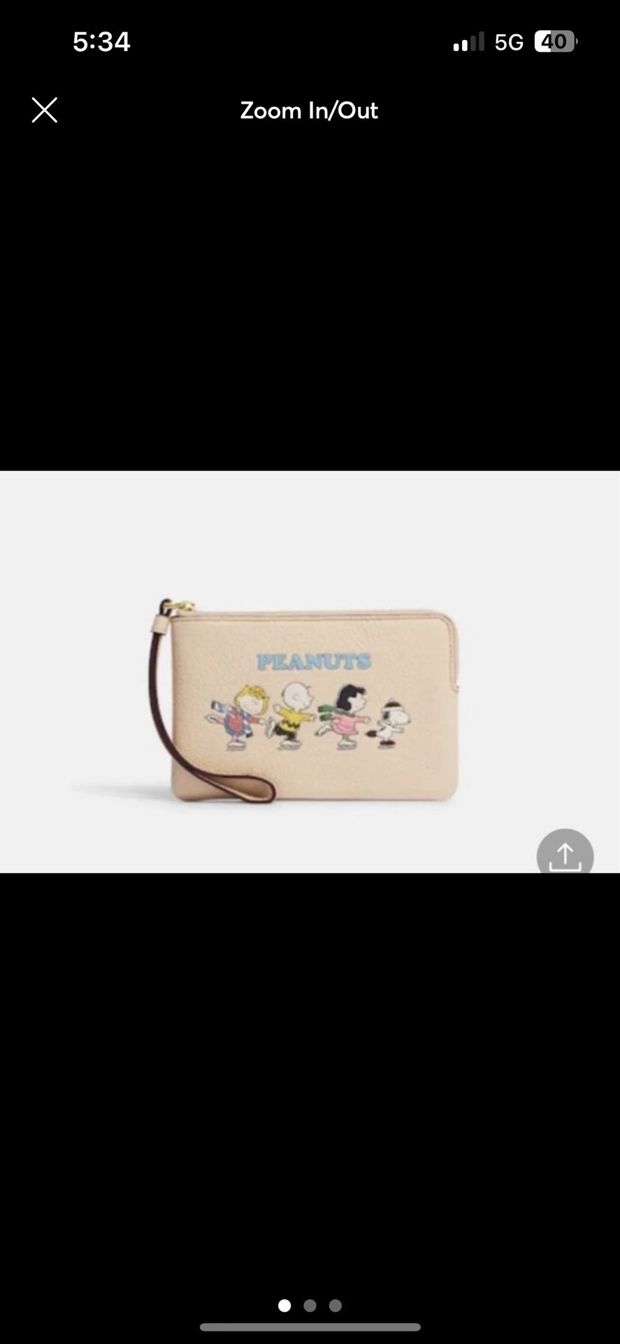 Coach X Peanuts Corner Zip Wristlet With Snoopy And Friends Motif