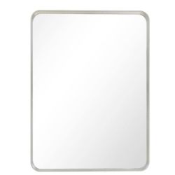 30 in. W x 39 in. H Large Rectangular Metal Deep Framed Wall Bathroom Vanity Mirror Silver