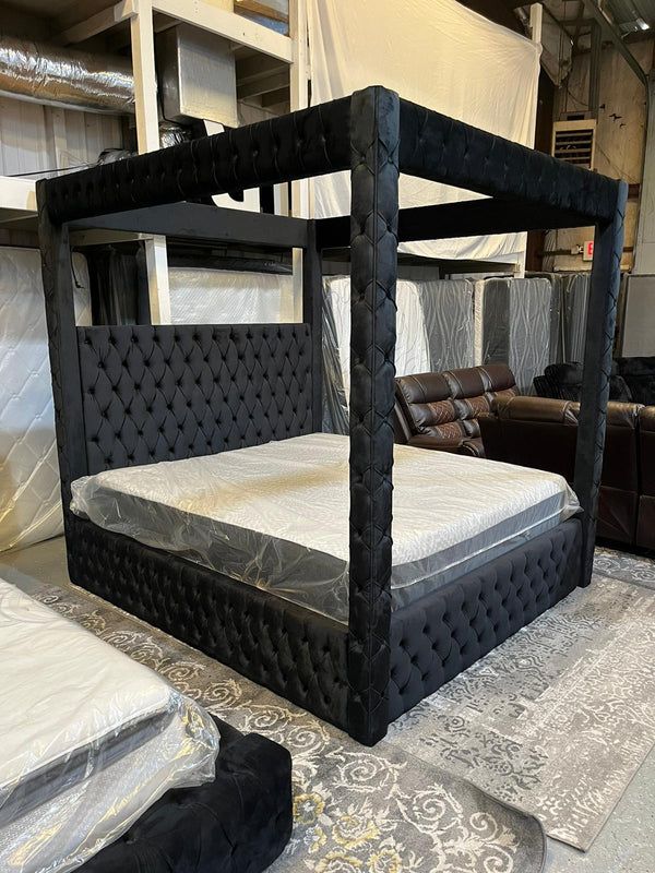 CANOPY PLATFORM TUFTED BED FRAME KING $550