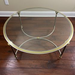 Gorgeous Maison Jansen Style Round Glass Table