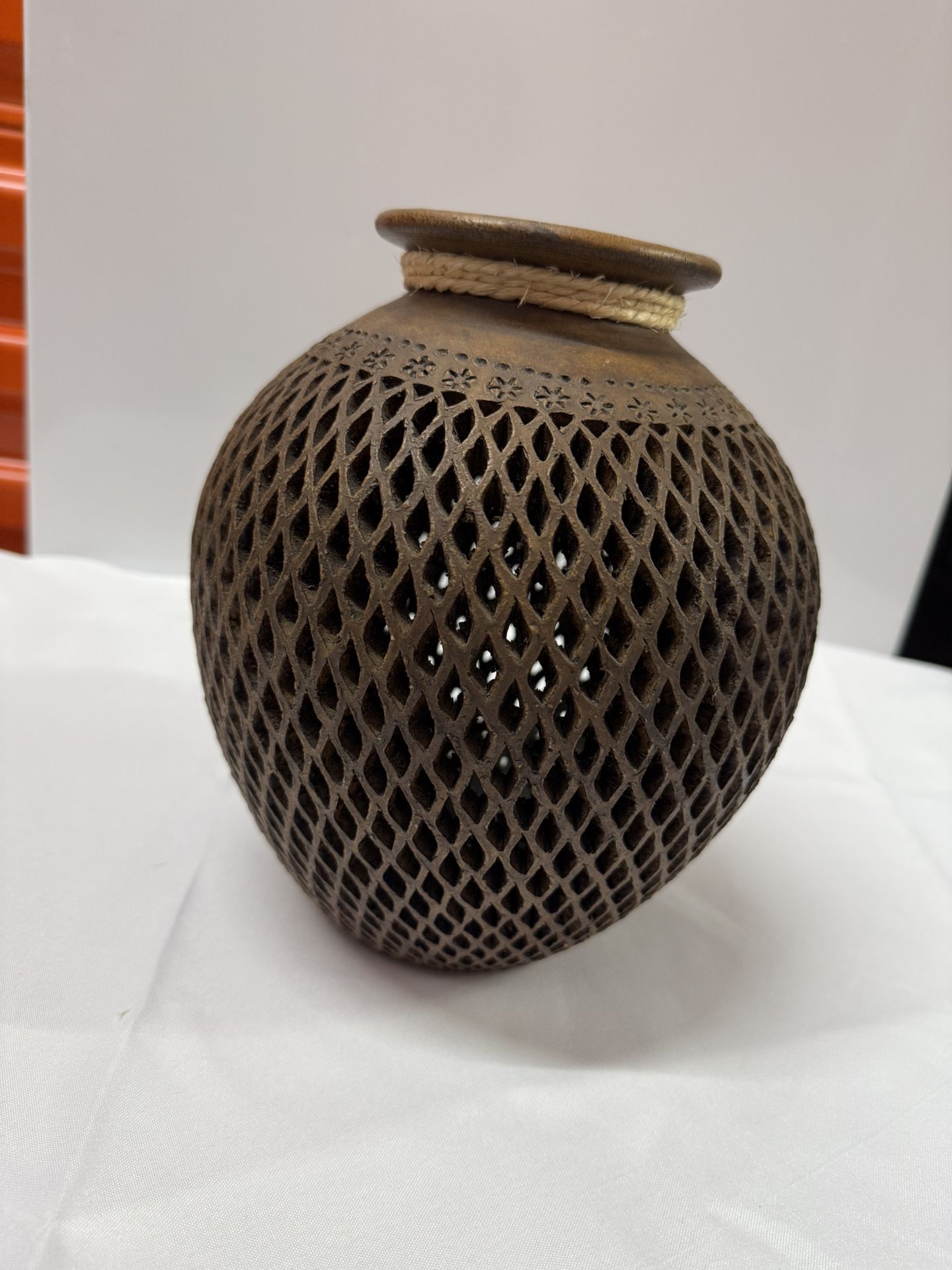 Mexican Decorative Clay Vase Brown