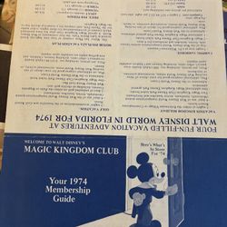 1974 Disneys Magic Kingdom Club Membership Guide