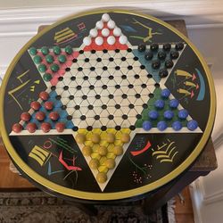 Vintage Checkers Metal Tin Board Game + Box of Marbles