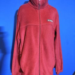 Columbia Red Full Zip Fleece Jacket Mens (Size L)