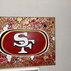 San Francisco 49ers Hand Painted Canvas - 16 x 20 in 