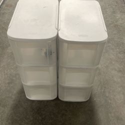Pair Of Sterlite Three-drawer Organizers With Casters. 
