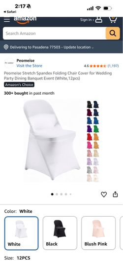 white color New 12 pcs white color Stretch Spandex Folding Chair Cover for Wedding Party Dining Banquet Event (White,12pcs)