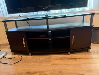 Dark Brown TV Stand with Cabinet Storage