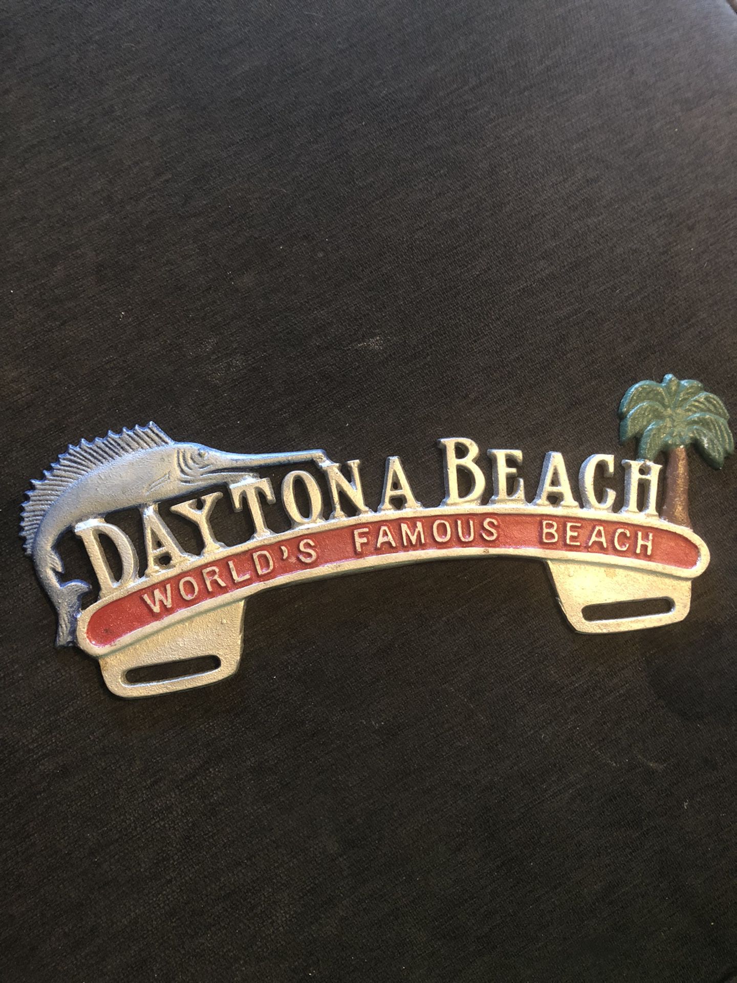 12” Metal Daytona Beach “World’s Famous Beach” License Plate Topper