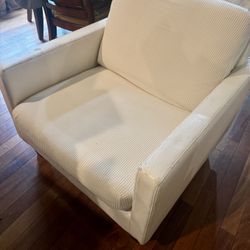 2 White Modern Armchairs, faux leather