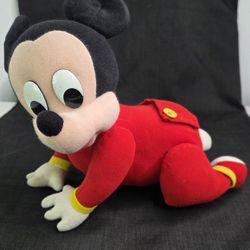 Mickey Mouse Crawling Baby Plush Electronic Toy Mattel Vtg 1995 Works! Disney.