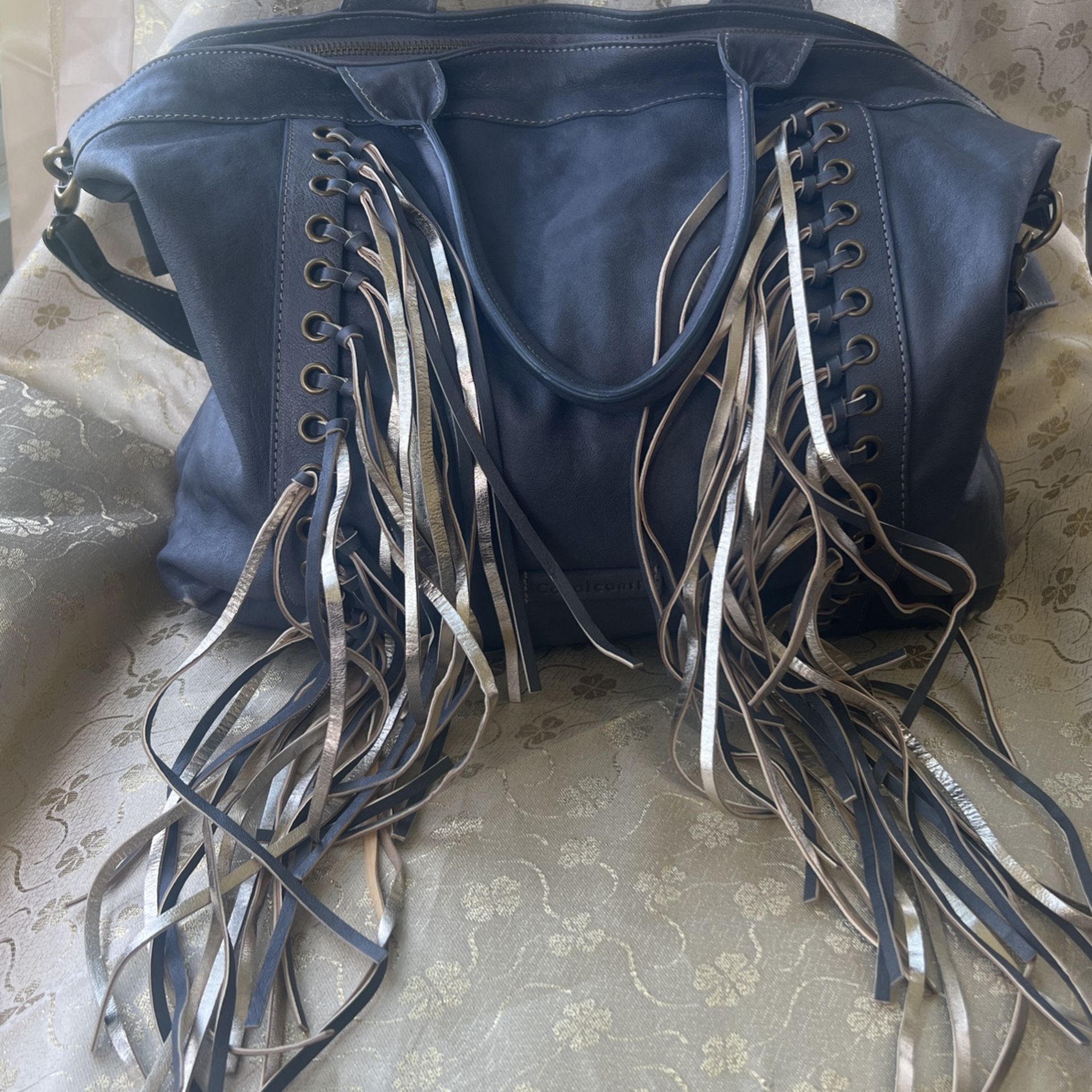 XL Cavalcanti Grey Leather Bag For Women Italian Bag Good Condition