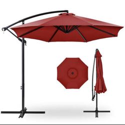 10 ft. Aluminum Offset Round Cantilever Patio Umbrella with Easy Tilt Adjustment
