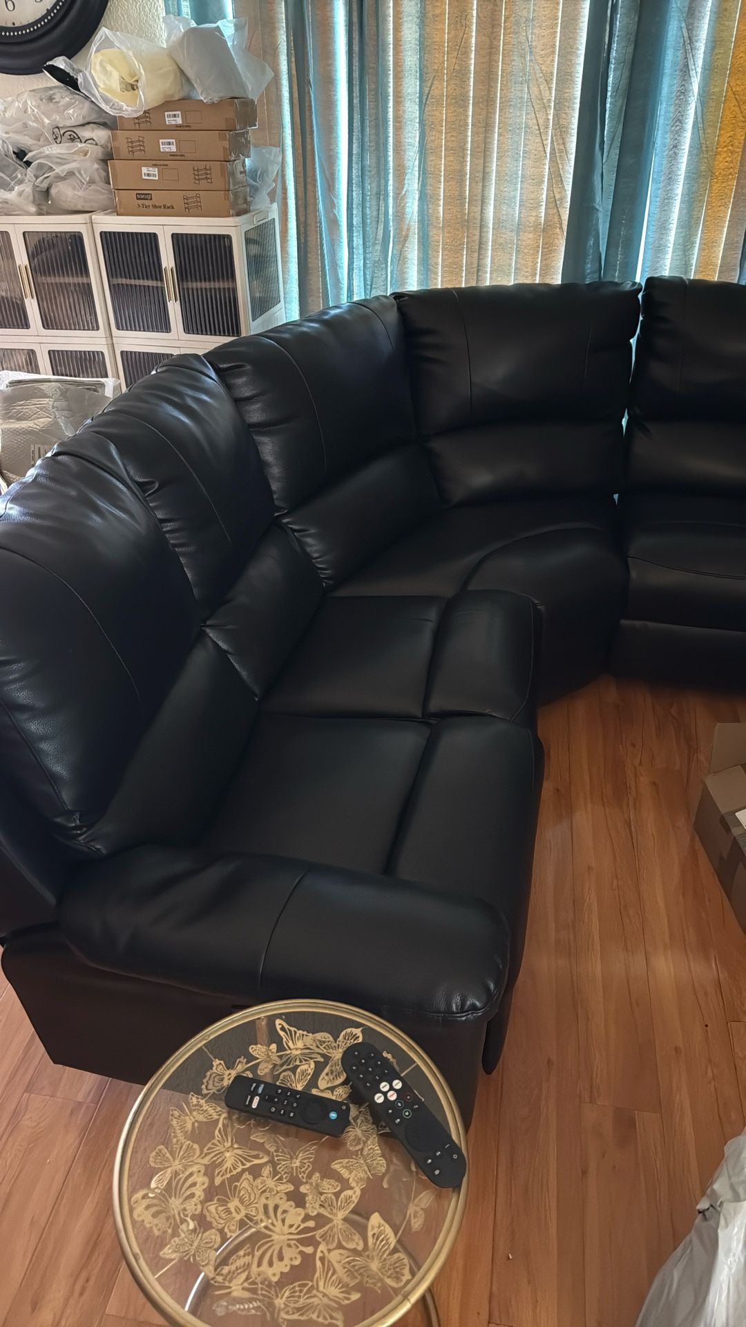 Nice Black Leather Sectional
