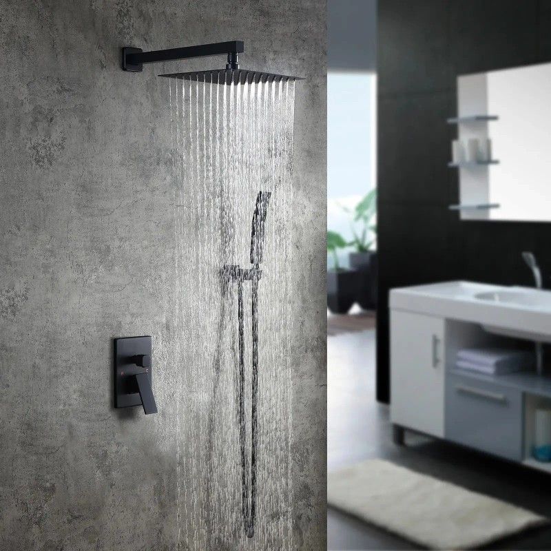 Modern 8" Wall Mounted Shower System With Handheld Shower Pressure Balance Valve