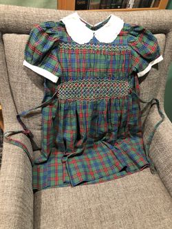 Vintage 1950’s Polly Flinders Hand Smocked Short Sleeved Girls Dress Size 8