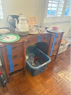 Vintage Wood Writing Desk / Vanity