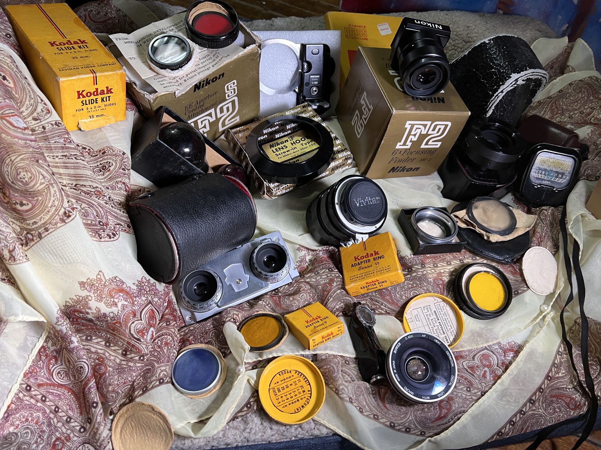 Antique Kodak And Nikon Camera Parts With 35 Mm Camera A Collectors Collection