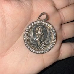 Silver San Judas Circle Pedant