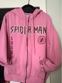 Pink spider-man zip up hoodie