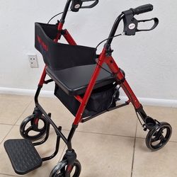 2-in-1 Senior Walker with Seat, Footrest and Backrest $90