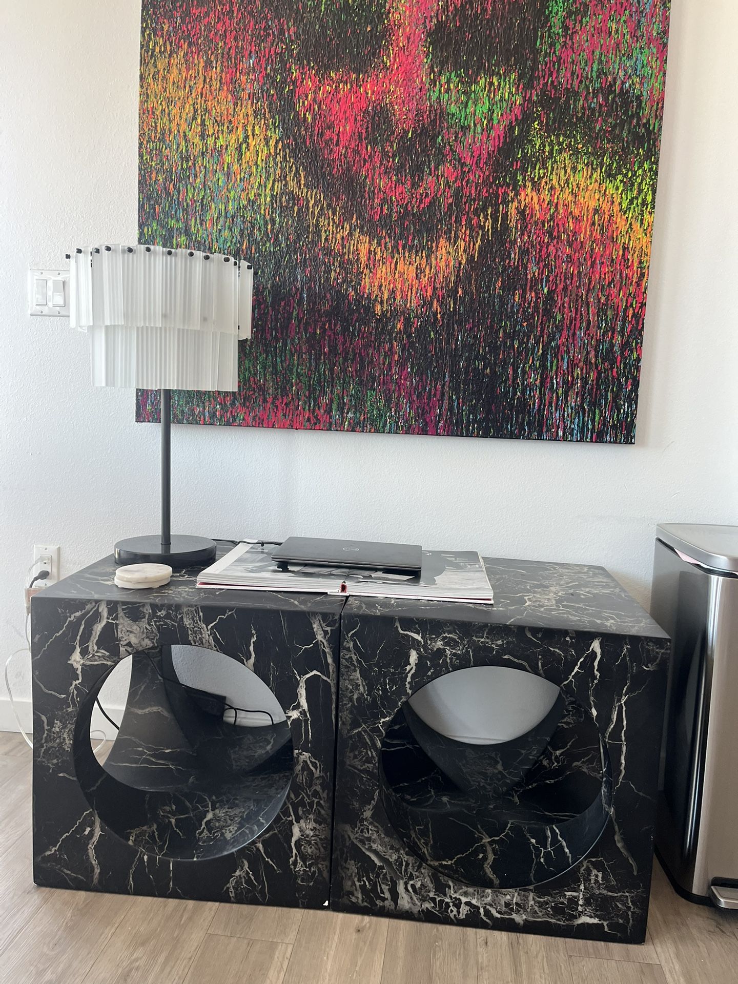 CB2 Faux Marble End Tables Night Stands
