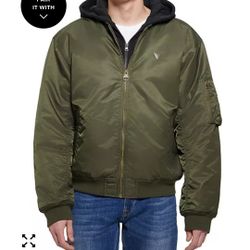 Guess Mens Bomber Jacket With Removable Hood Size Medium