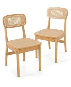 New Natural Bamboo and Rattan Dinner Chair (Set of 2)