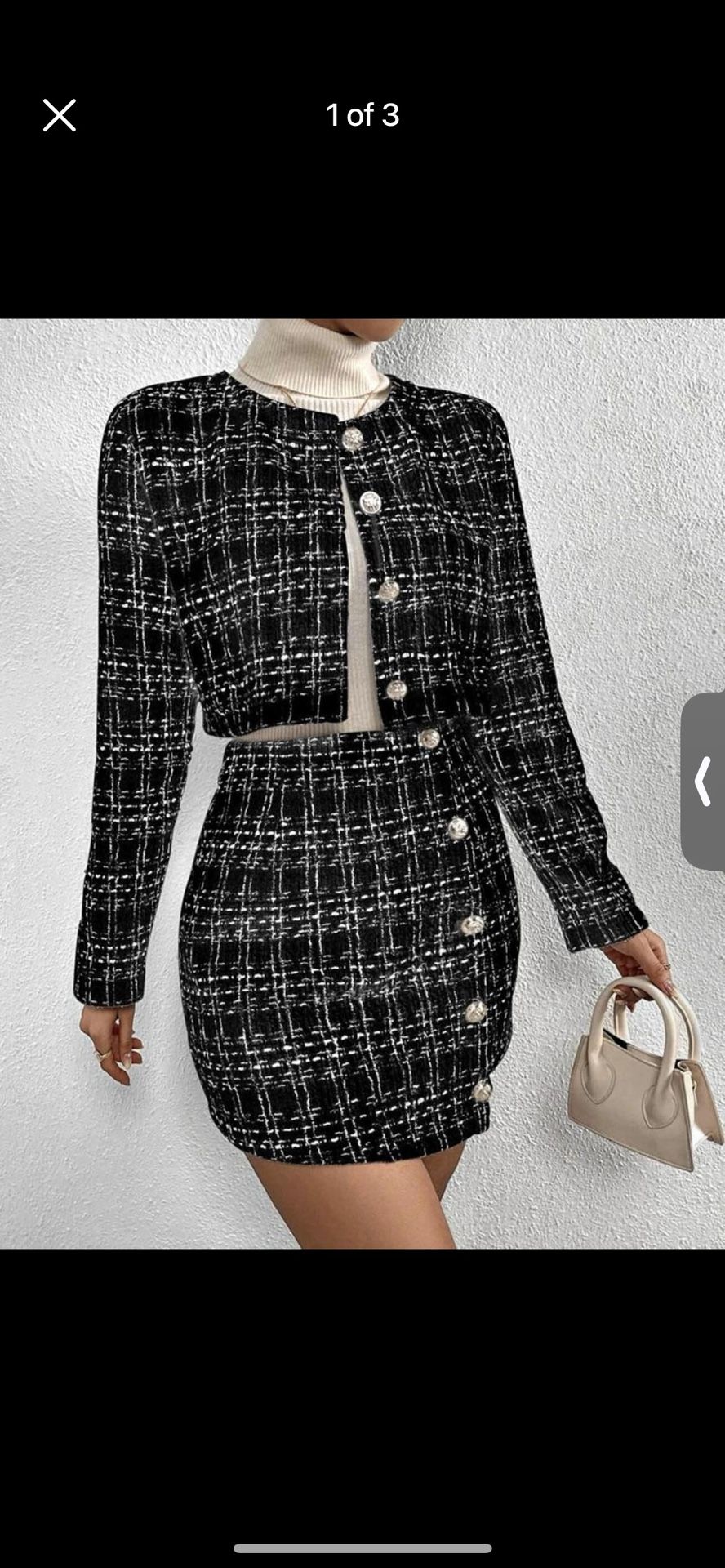 Black Two Piece Blazer And Skirt