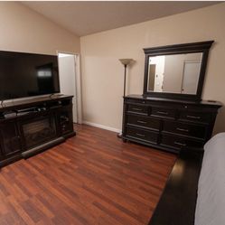 Dark Brown Wood Bedroom Set 