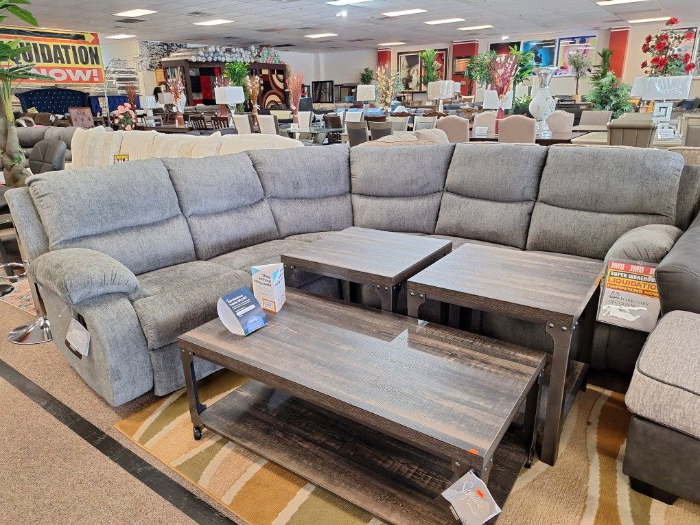 Dark Grey Sectional Reclinig