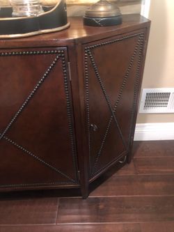 Traditional Wood Bar Cabinet / Buffet Sideboard with Nailhead Detail $350 obo