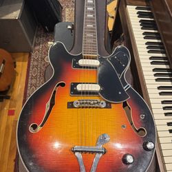 Univox Custom Two Tone Sunburst Hollow Body Electric Guitar