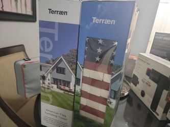 American flag, tumbling tower