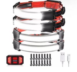 4Pcs LED Headlamp Rechargeable 1000LM 230° Wide Waterproof for Running Camping