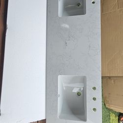 Brand New Stone Vanity Countertop With Two Under-mounted Sinks 