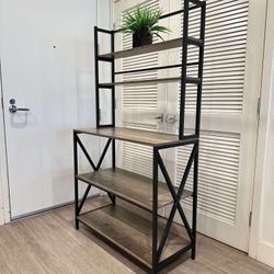 5-Tier Baker's Rack Rustic Industrial Kitchen Storage Rustic Brown