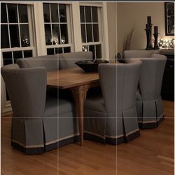 6 Chair Dining Room Kitchen Table With Leaf Extension  