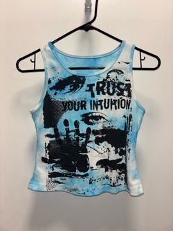ROMWE Blue Tie-Dye Graphic Tank Top XS