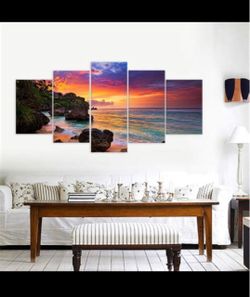Colorful beach framed canvas