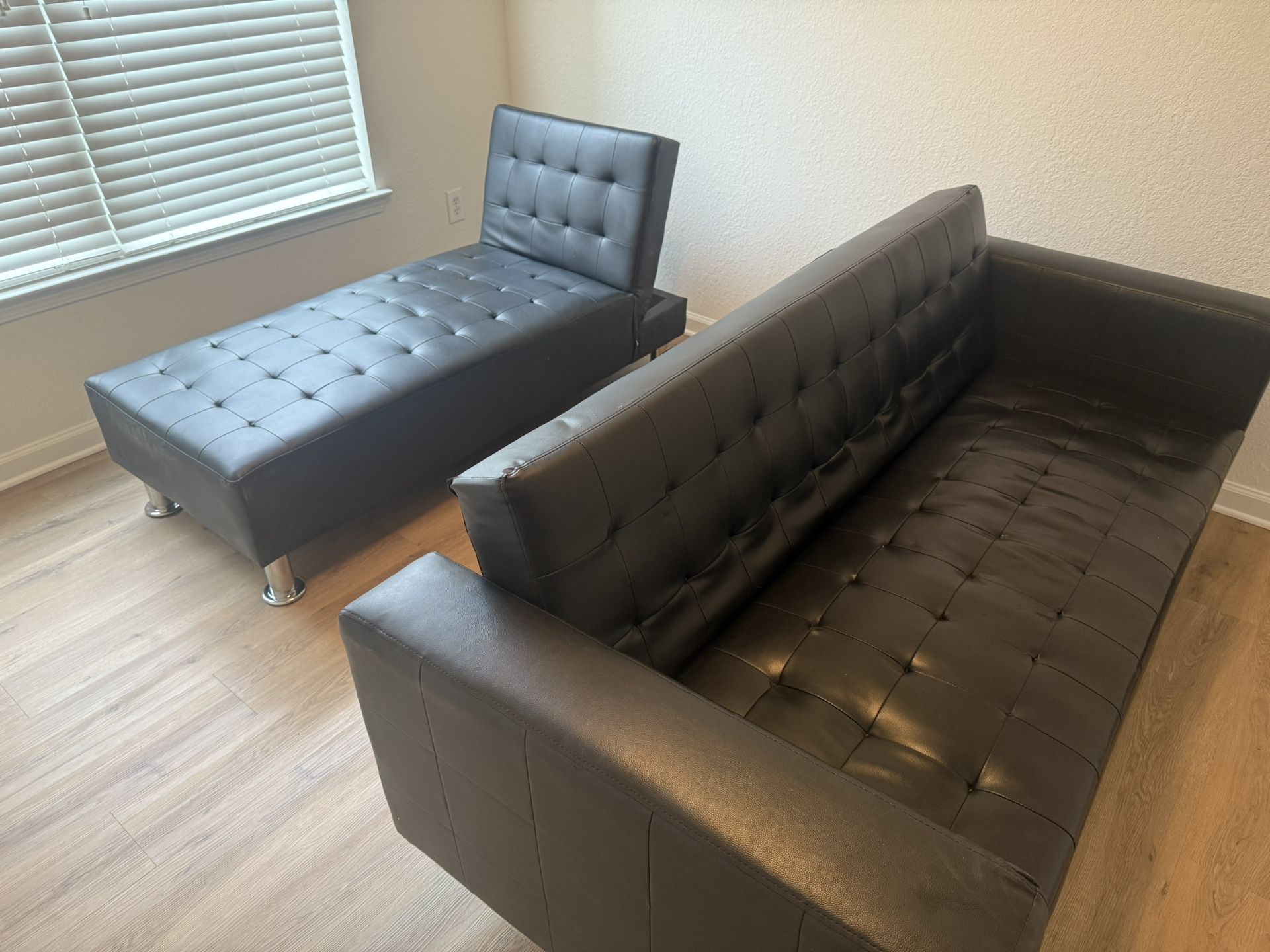 Black Leather Couch Set