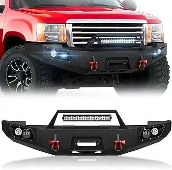 Pickup Truck Bumper Front Bumper Compatible with 2007-2013 GMC Sierra 1500 Off-Road Equipped with 5 x LED Lights, License Plate Bracket, Winch Plate, 