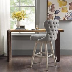 Madison Park Irvine Counter Height Tufted Swivel Bar Stool Color: GREY ONE SIZE Quantity: 2