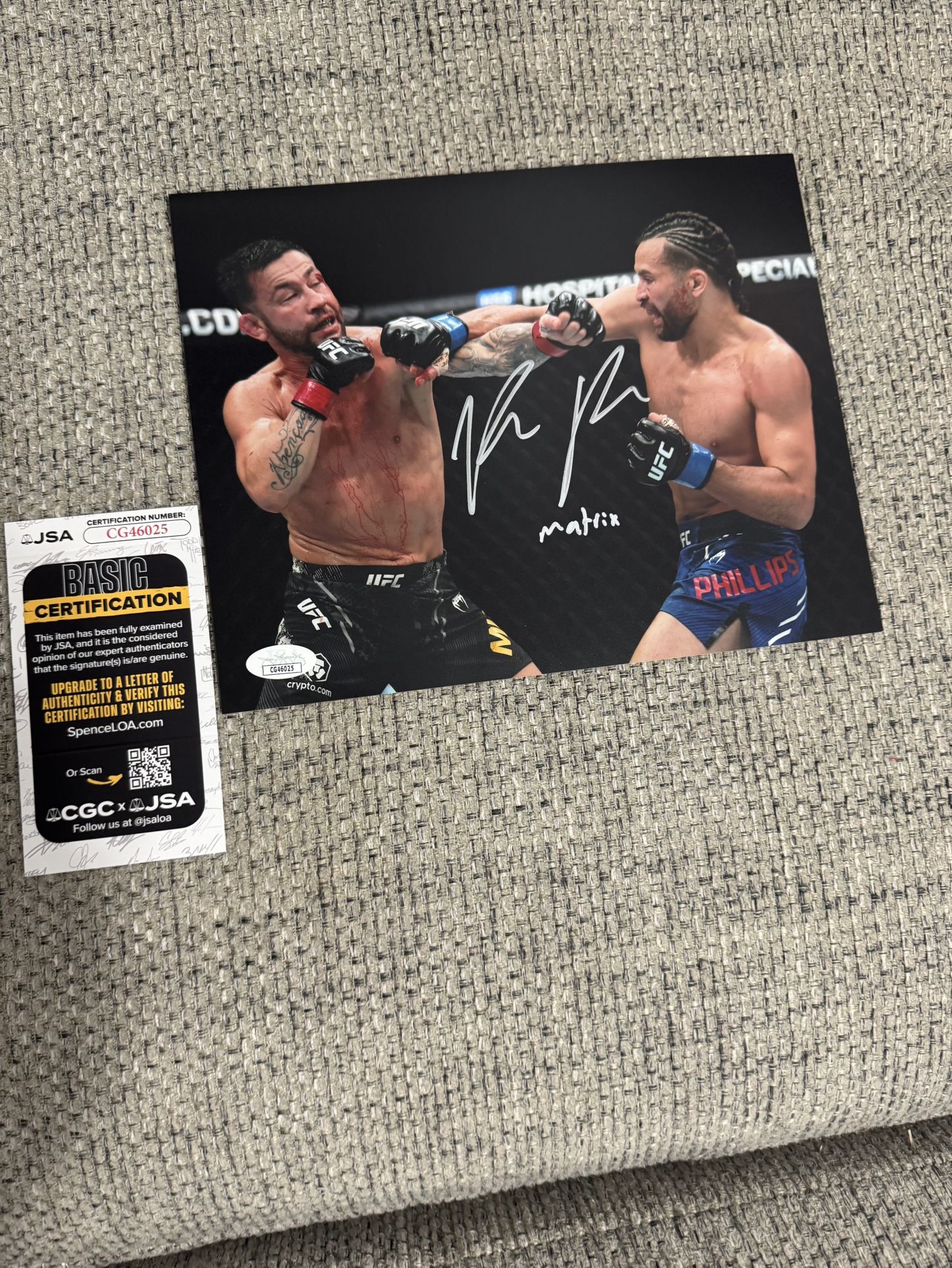 Kyler Phillips Autographed Signed UFC MMA 8x10 Photo Inscribed Matrix JSA COA