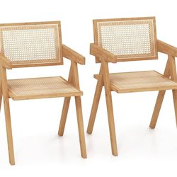 Boho Cane Dining Chairs Set of 2, Max Load 330 Lbs For Sale $49.00 50%+ OFF Retail $99.99 NEW IN BOX