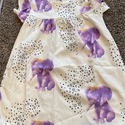 Girls White Summer Dress With Purple Elephants, Size 12 Mos, Nib