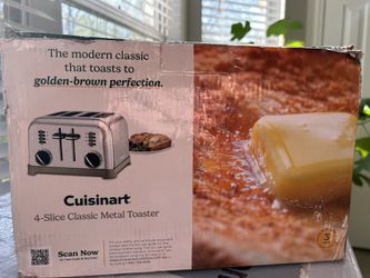 Cuisinart 4 Slice Compact Stainless Steel Toaster with Extra-Wide Slots for Bread, French Toast, Bagels & Pastries, Defrost & Reheat Functions, CPT-18