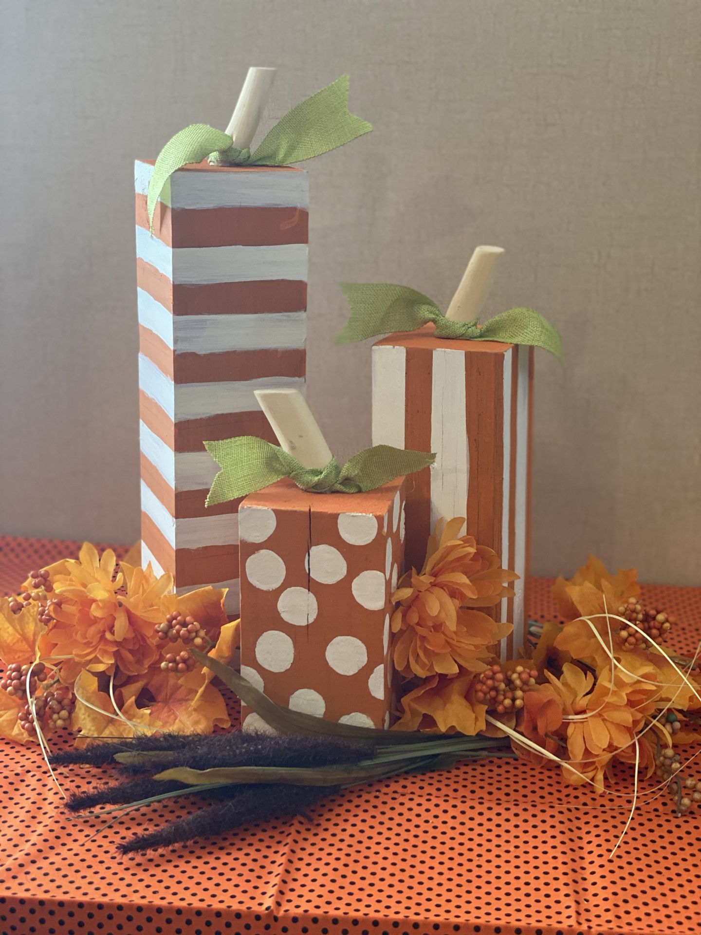Homemade Wooden Farmhouse pumpkins