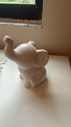 White Ceramic Elephant Figurine